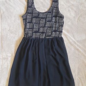 Black and silver open-back mini sundress